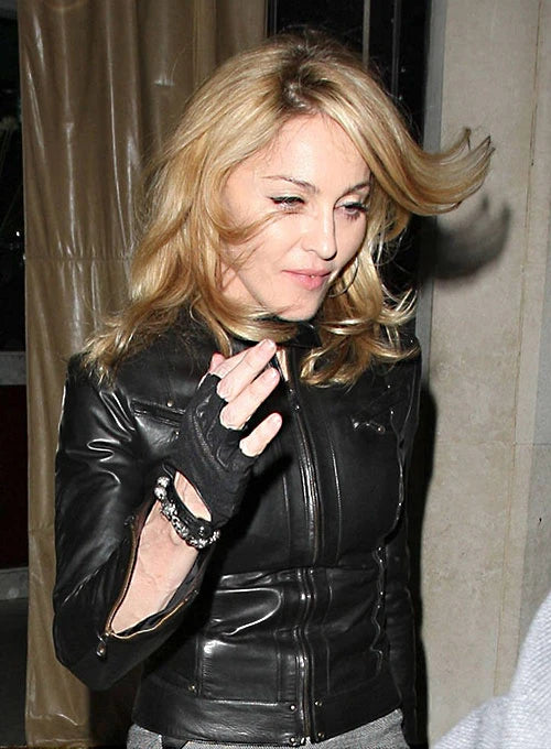 Madonna Rocks Edgy Leather Jacket with Attitude in USA market