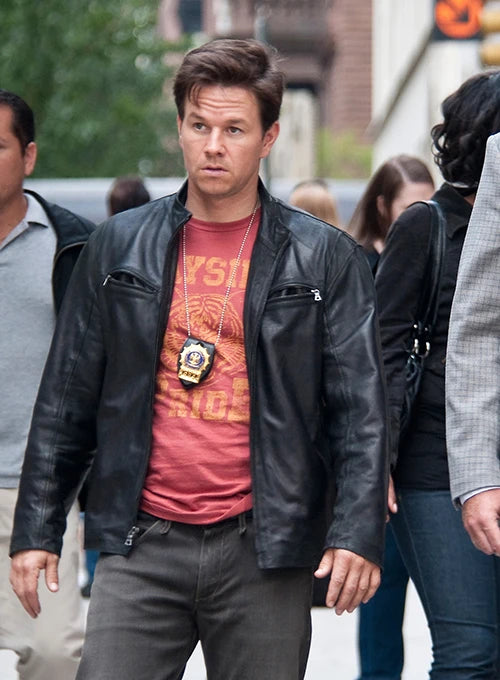 Shop MARK WAHLBERG THE OTHER GUYS LEATHER JACKET