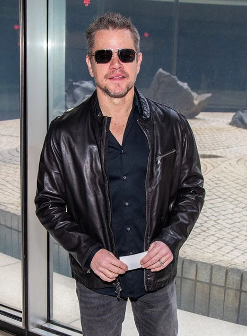 ELEGANT MATT DAMON LEATHER JACKET