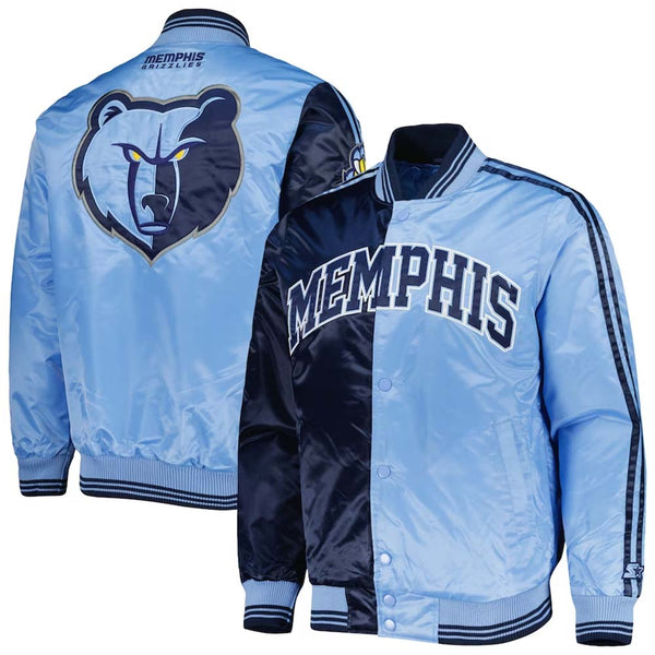 NBA Men's Starter NavyLight Blue Memphis Grizzlies Fast Break Satin Full-Snap Jacket by TJS