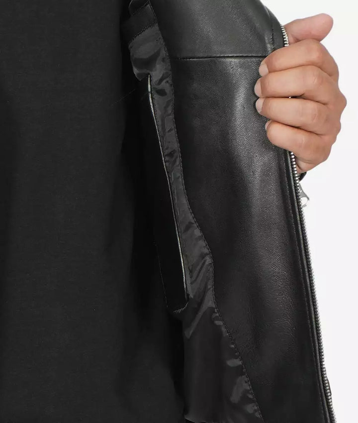 Carter's men's biker jacket in sleek black leather in United state market