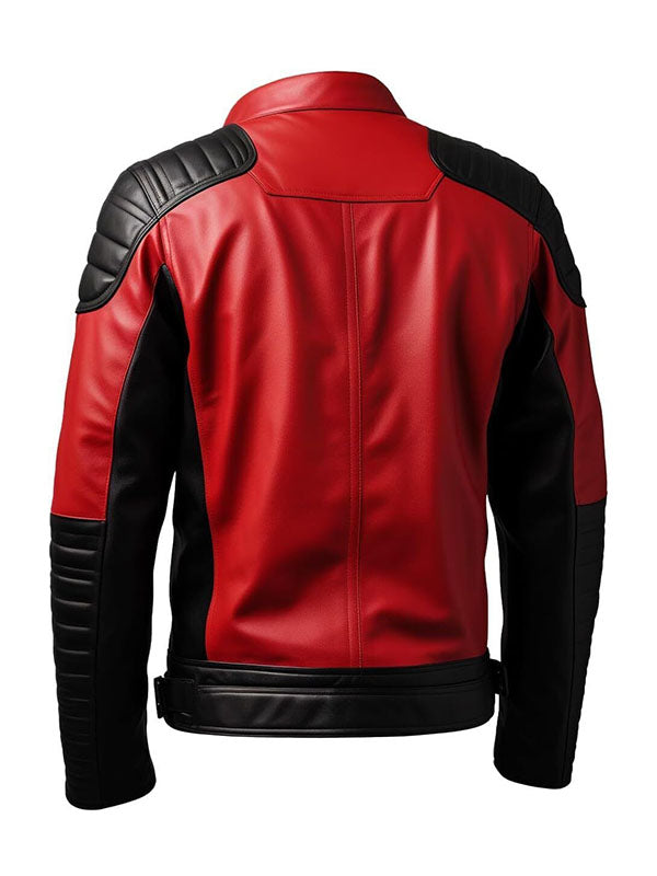 Black and red biker leather jacket