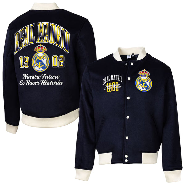 Real Madrid jacket with branding and text on a white background