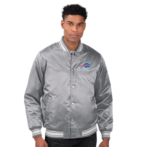 NFL Buffalo Bills Midweight Gray Satin Jacket for Men and Women in USA