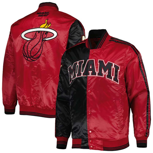 NBA Men's Miami Heat Starter BlackRed Fast Break Satin Full-Snap Jacket by TJS