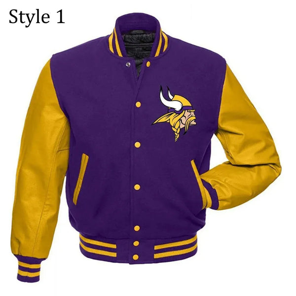 Minnesota Vikings purple and yellow letterman jacket

