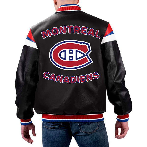 NHL Montreal Canadiens Multicolor Leather Pregame Jacket by TJS