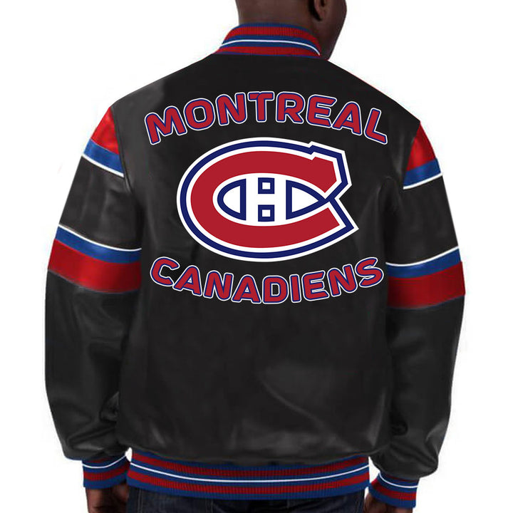 Montreal Canadiens multicolor leather pregame jacket - team emblem detail in USA