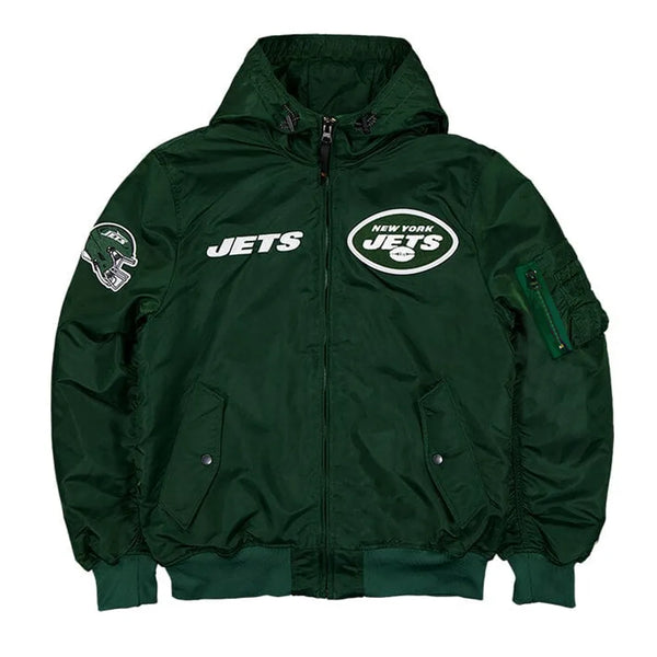 NY Jets Historic L-2B Hooded Bomber Jacket green


