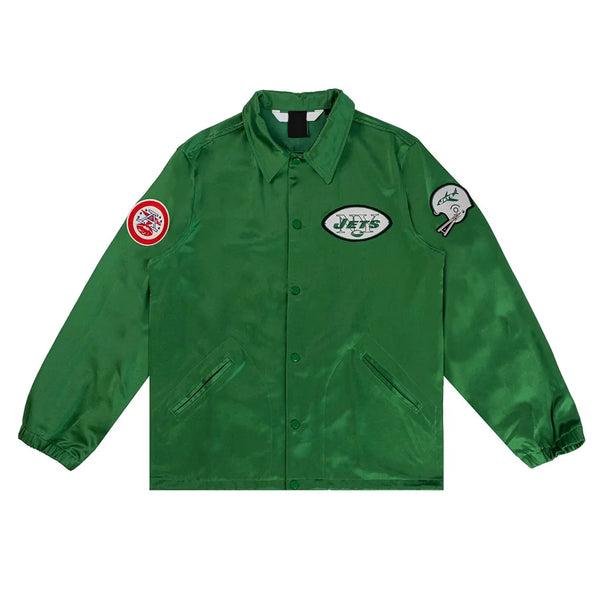 New York Jets green satin windbreaker jacket

