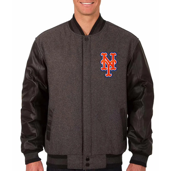 Mets wool and leather varsity jacket

