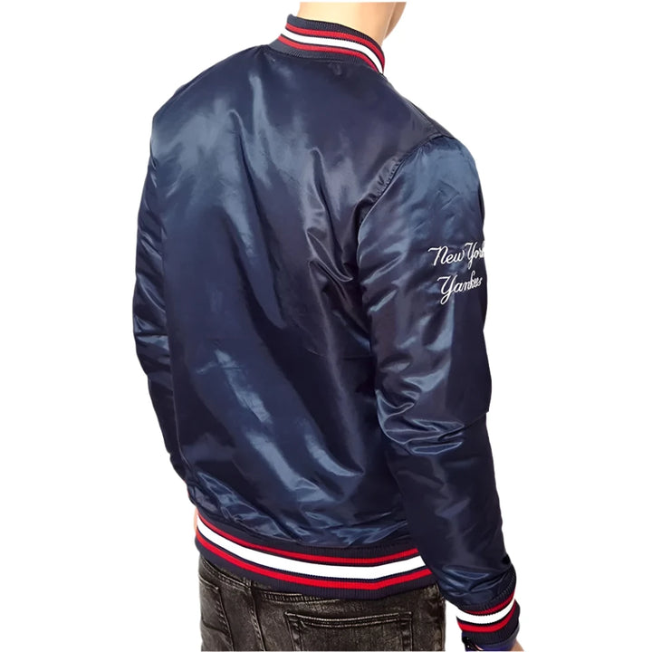 Comfortable New York Yankees Blue Satin Jacket for Game Day in USA