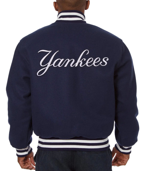 Varsity Yankees New York Blue Wool Jacket Front View in USA