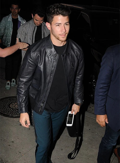 Sleek and Stylish: Nick Jonas Leather Jacket in France style