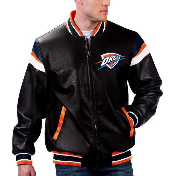 Oklahoma City Thunder NBA Team Leather Jacket by TJS in France style