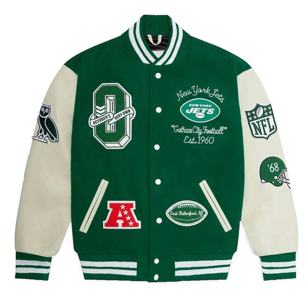 New York Jets green and white varsity jacket


