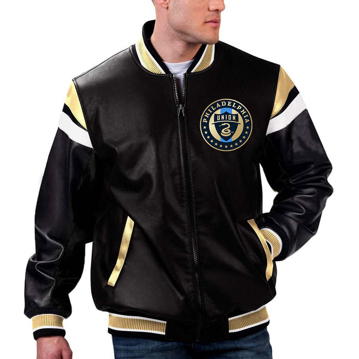 MLS Philadelphia Union leather jacket back view in American style