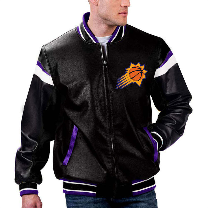 Phoenix Suns NBA Team Leather Jacket by TJS in France style