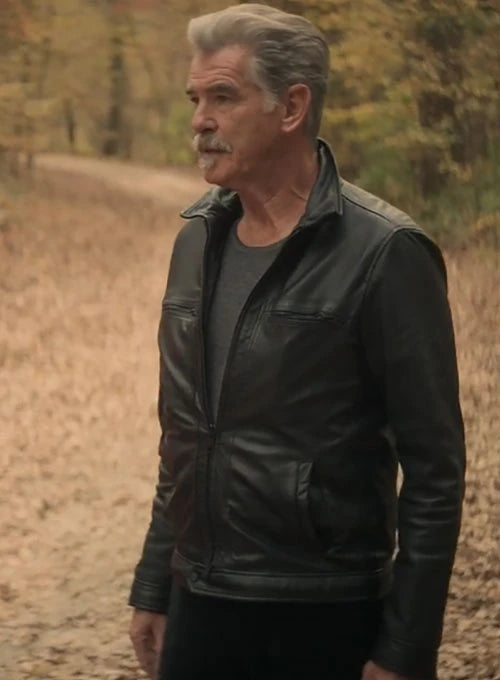 Pierce Brosnan's iconic leather jacket look in UK market