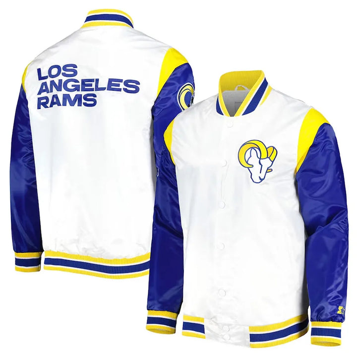 Classic LA Rams Satin Jacket Featuring Retro Team Logo in USA