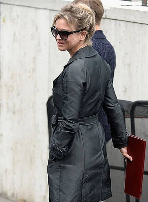 Iconic leather trench coat inspired by Renee Zellweger's style in American style