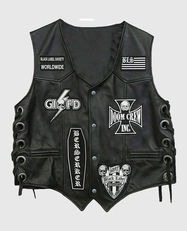 Men's Black Label Society Doom Leather Biker Vest