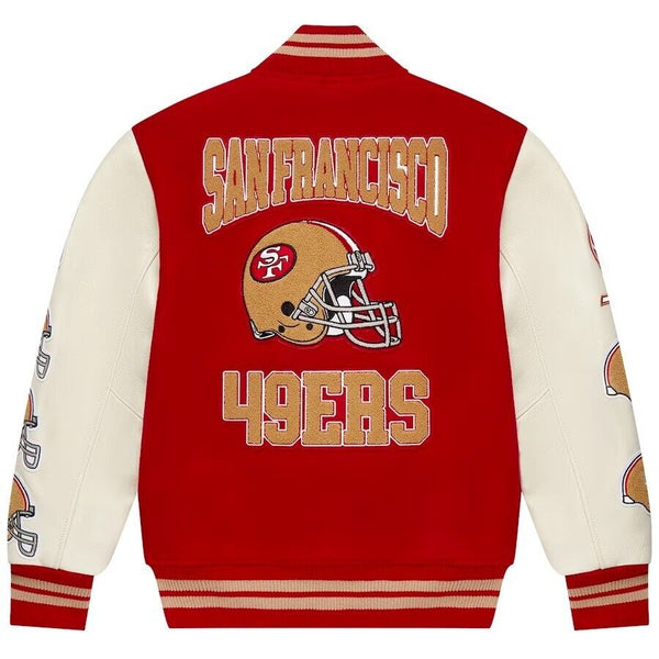 NFL san francisco 49ers red bomber lettermen varsity jacket by TJS