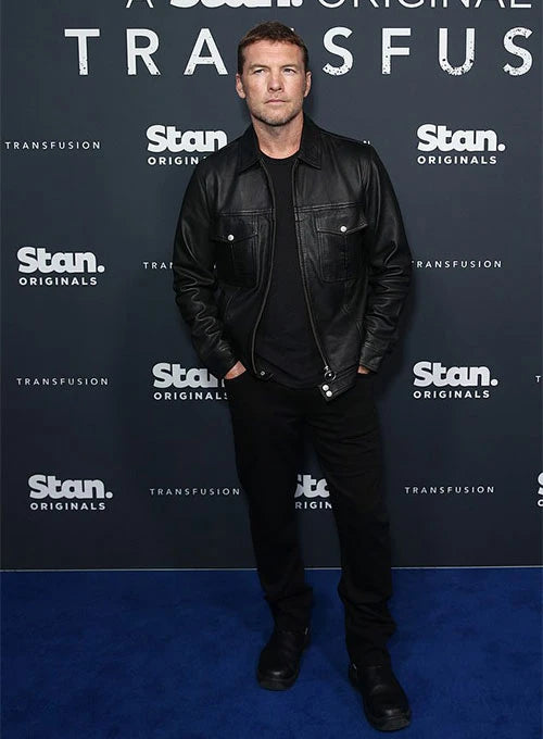 Sam Worthington's Standout Leather Jacket in France style