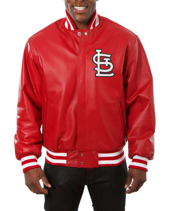 St. Louis Cardinals red leather varsity jacket in USA