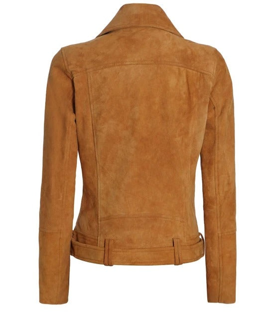 Fashionable brown biker jacket in United state market