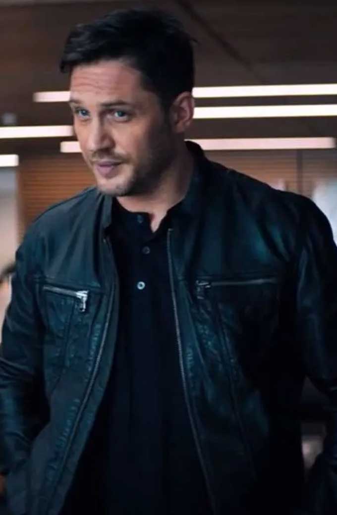 Tom Hardy's black leather jacket from Venom in France style