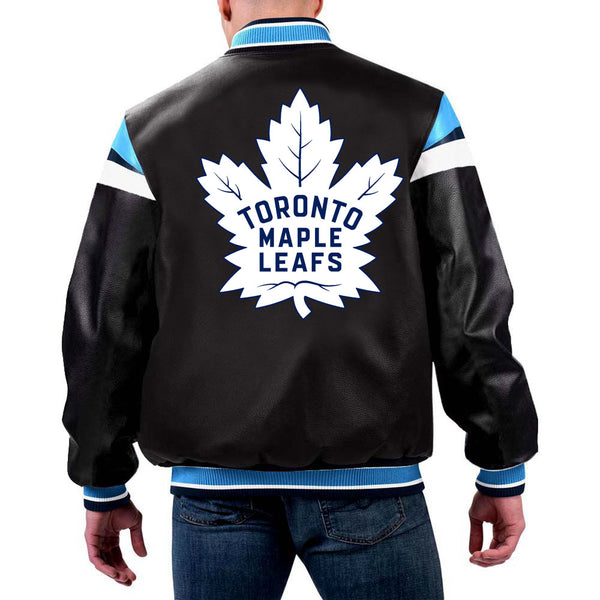 NHL Leather Jacket in Blue Representing the Toronto Maple Leafs by TJS