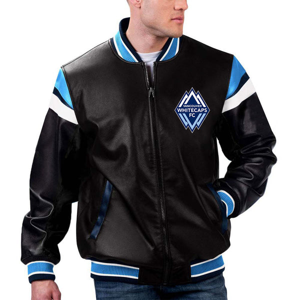 MLS Vancouver Whitecaps leather jacket back view in France style