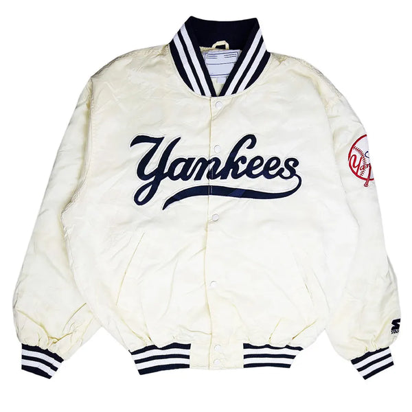 Vintage 90s New York Yankees White Jacket with Logo in American style