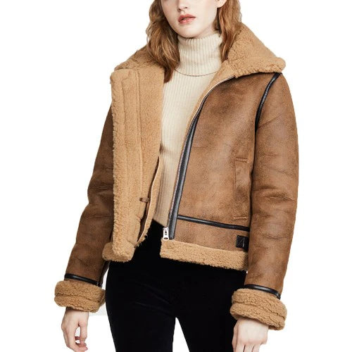 Shop Women’s Brown B3 Bomber Shearling Leather Jacket