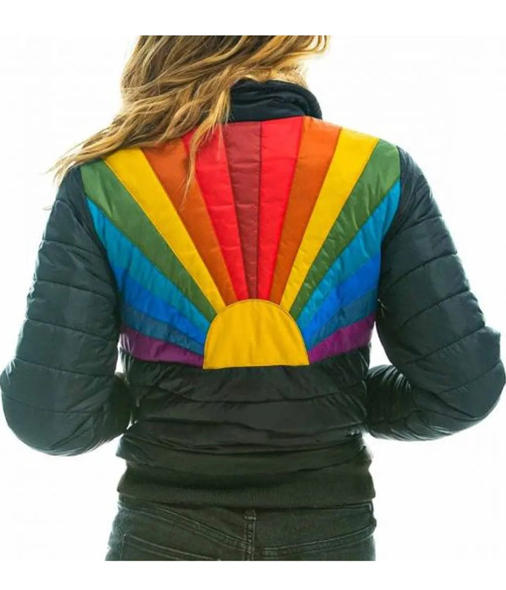 green Rainbow Sunburst Bomber Jacket