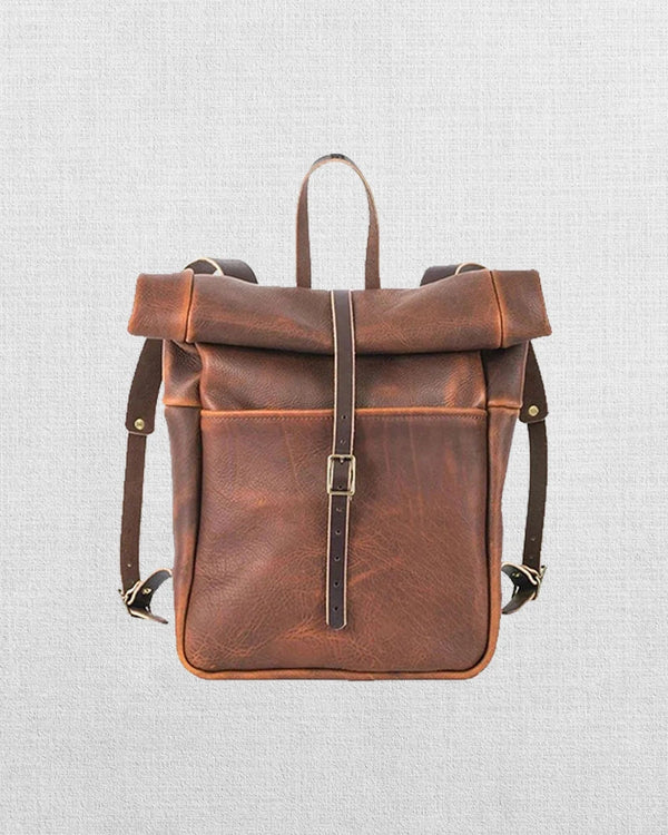 Stylish Leather Roll Top Rucksack Backpack for Daily Use in usa market
