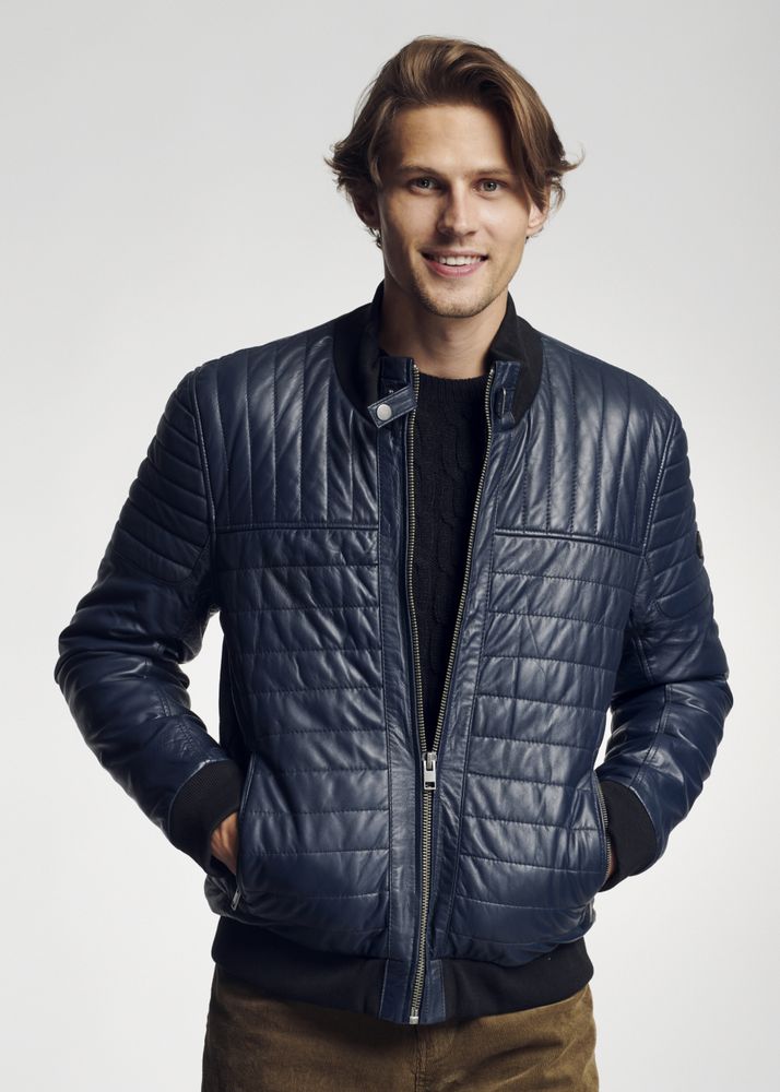 Blue WARM MEN'S WINTER JACKET IN THE LEATHER in USA 