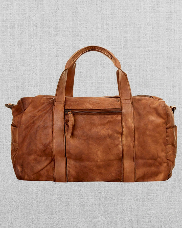 Stylish Brown Leather Travel Bag for Weekend Trips in American market
