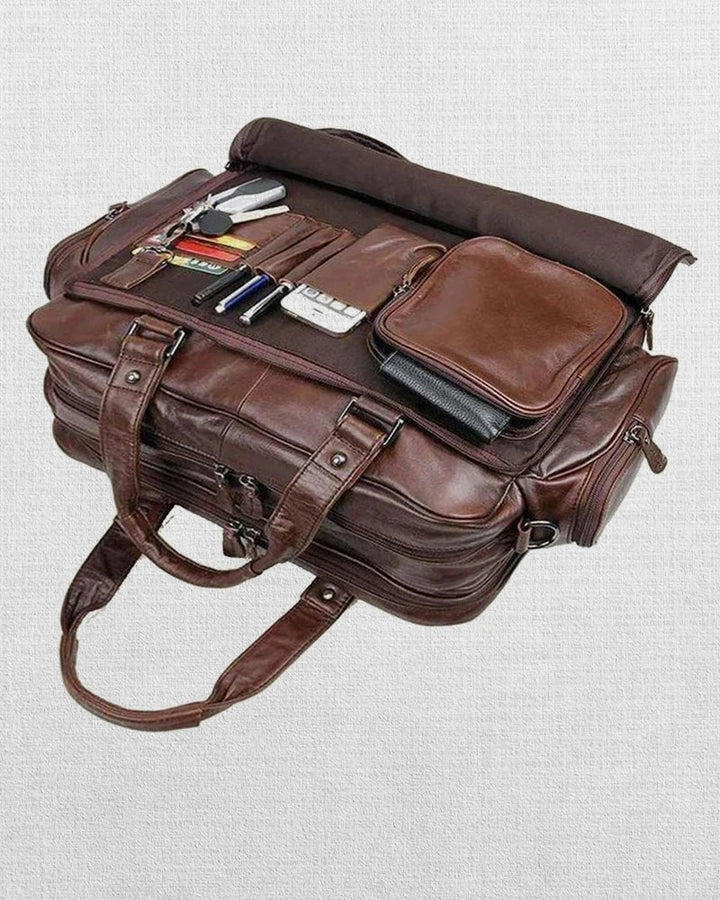 Stylish Leather Travel Briefcase for Business Trips in US