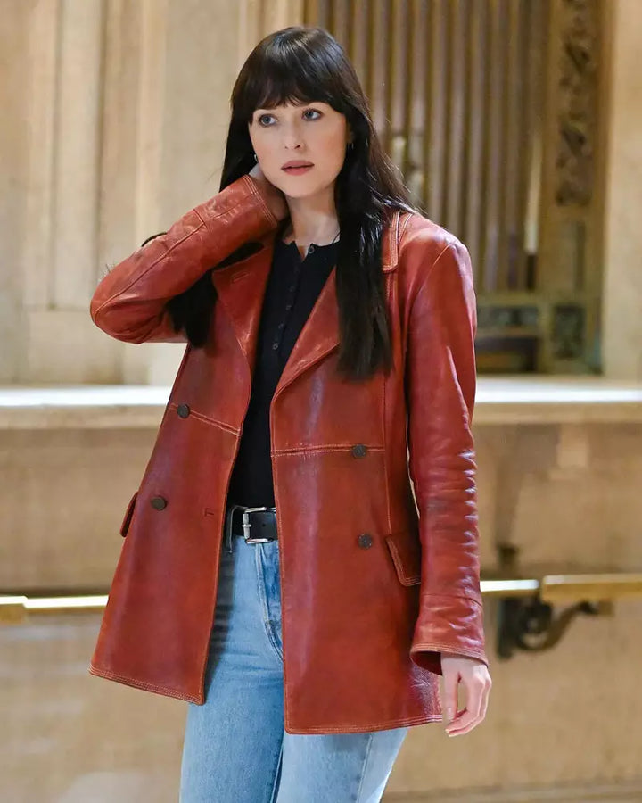 Shop Dakota Johnson Madame Leather Coat – The Jacket Seller