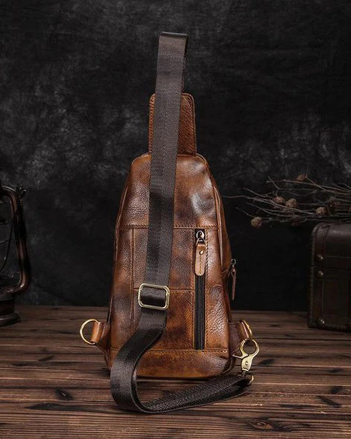Functional Cowhide Leather Shoulder Bag for Travel in American style