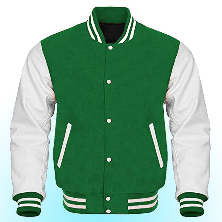 Personalized varsity letterman bomber jacket in wool and leather in USA market