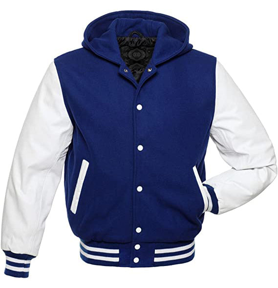 Custom Varsity Bomber Jacket with Hood – Wool and Leather Design in American style