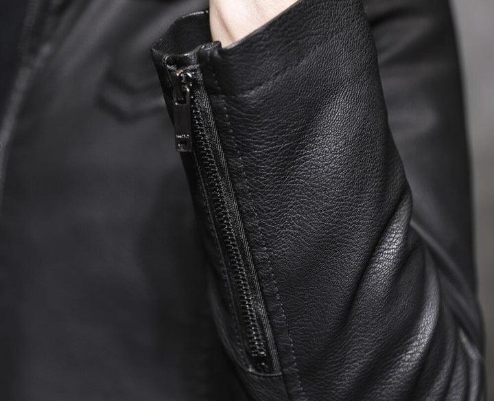 Shiny black leather jacket for men in usa