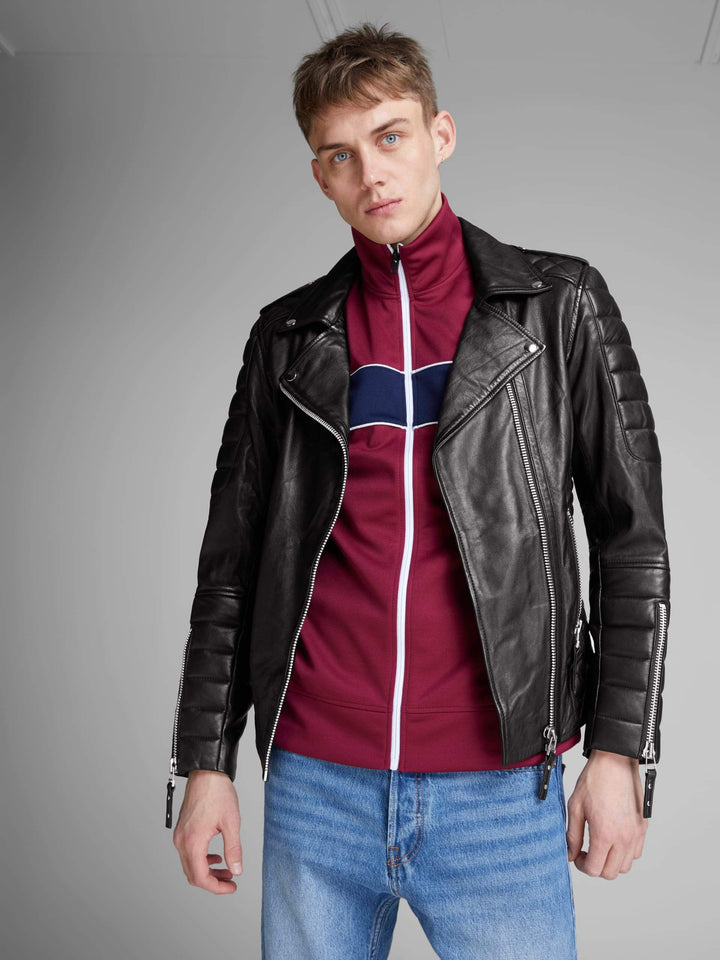 Biker Boom Sheep Napa Stylish Leather Jacket for men in uk