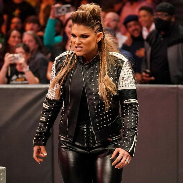 WWE Beth Phoenix Rockstar AWE Studded Leather jacket by TJS