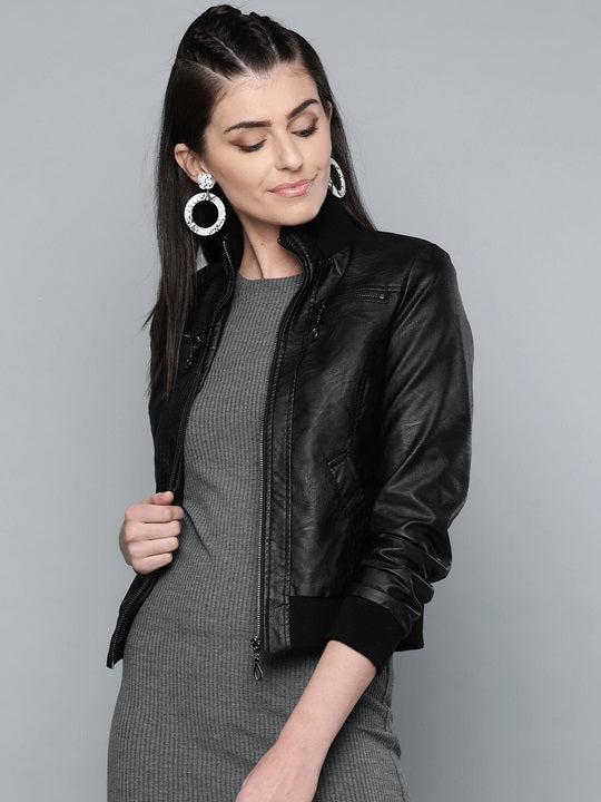 Black Fashion bomber style jacket for women