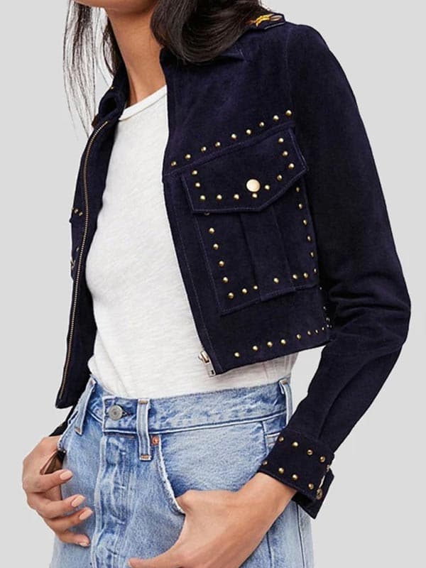 Women's Cropped Suede Leather Jacket By The Jacket Seller