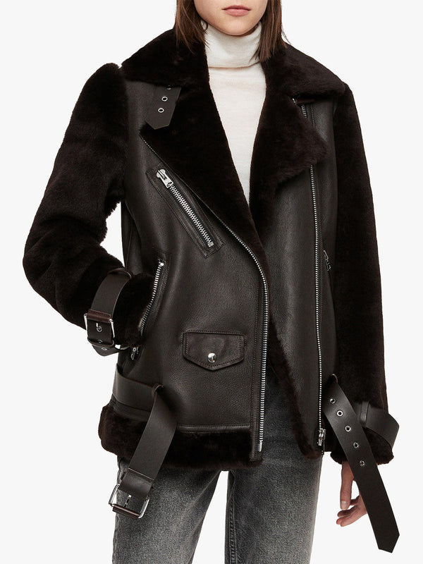 Women Belted Long Leather Jacket By TJS